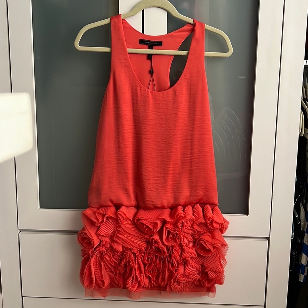 BCBGMaxAzria Rosette Coral Mini Dress. Size XS